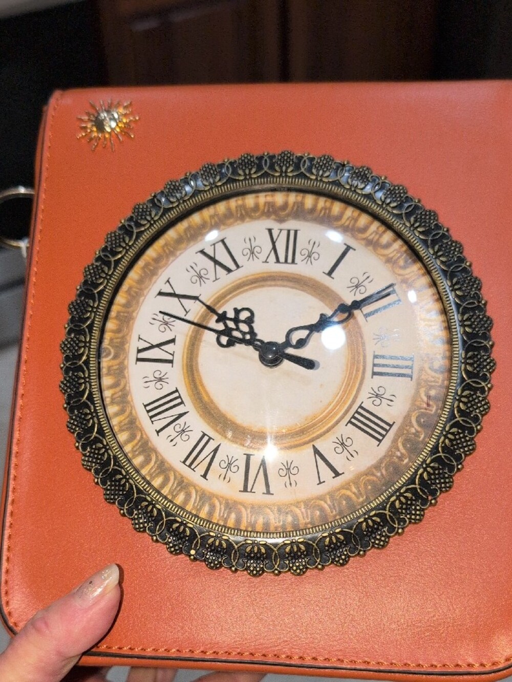 Working Clock Face Rust Crossbody Bag with Removable Strap - New - Picture 14 of 14